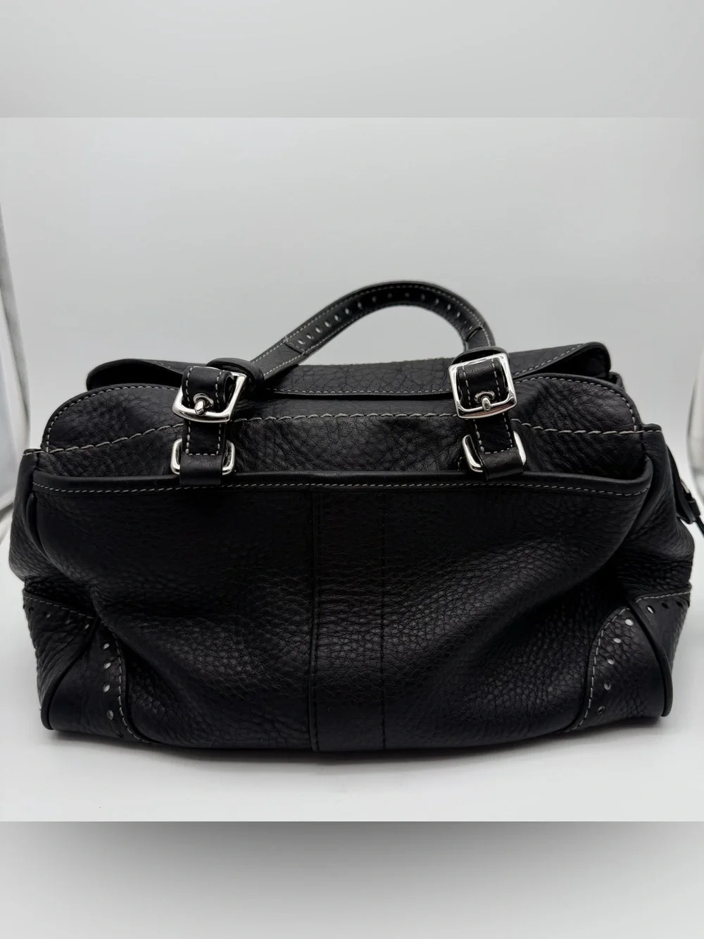 COACH Hampton Black Pebbled Leather Handbag Shoulder Bag Y2K Vintage